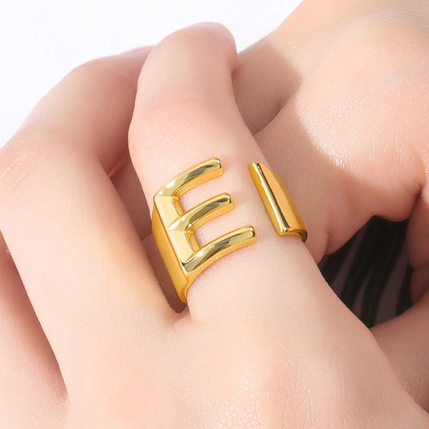 Personalized handmade large monogram initials Ring in Sterling Silver, 10k  gold, 14k gold or 18K Gold