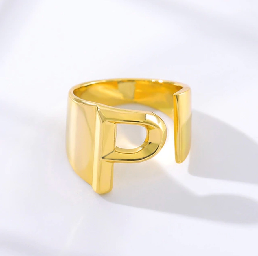 Monogram P Letter Ring Initial P Ring Silver Letter Ring - Etsy UK