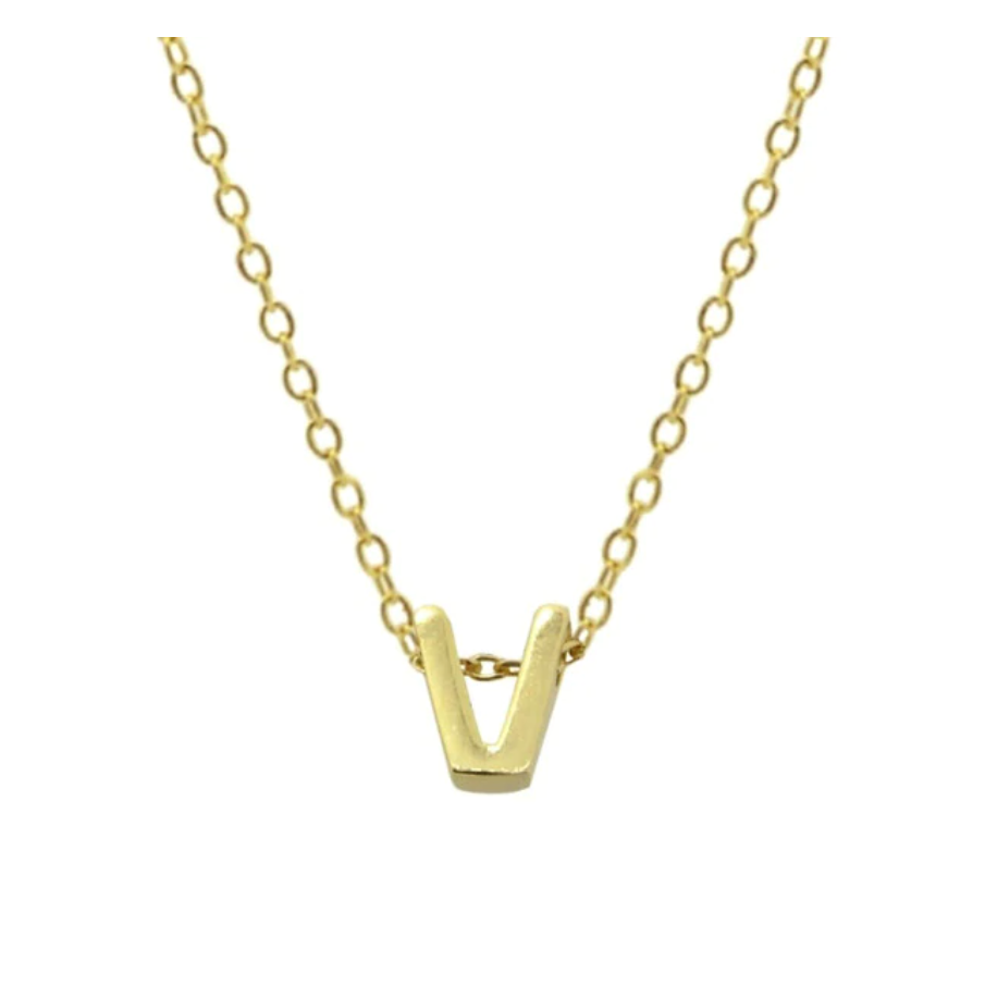 White Diamond Accent 10k Yellow Gold V Initial Pendant With 18” Rope Chain  - 16ZRVV